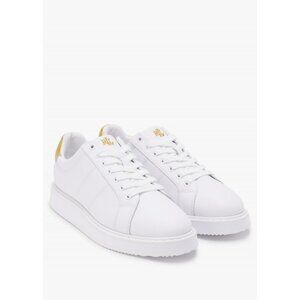 Lauren Ralph Lauren Angeline IV White & Gold Leather Trainers Size 6.5 Womens Ca